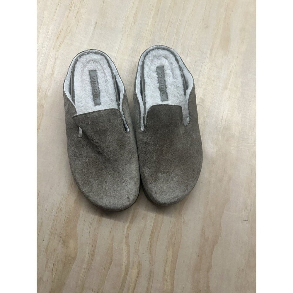 Vince Men’s Real Lamb‎ Sherling Fur 11M Suede Slip On Decker Mules Slippers EUC